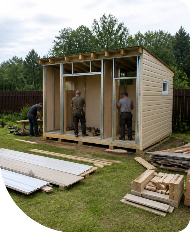Строительство хозблока с туалетом и душем в Ульяновске